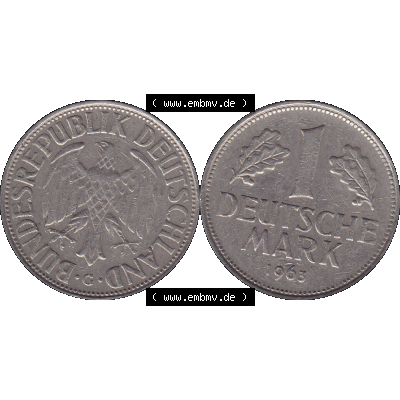 BRD Münzen 1 DM, Umlaufmünze 1950-2001, 1 / Eine DM - Eine Deutsche Mark, 1963 G-1. Münzen-Rückseite und Münzen-Vorderseite als transparente PNG-Grafik... Sammlung