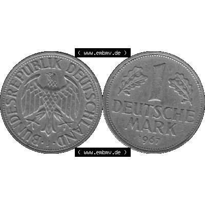 BRD Deutschland Münzen 1 - Eine DM / Eine Deutsche Mark in Graustufen PNG 1950-2001, 1 DM Deutsche Mark, 1967 Münzzeichen für Hamburg - J-01 Graustufen. PNG Computer-Grafik... Sammlung