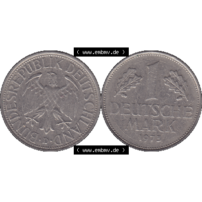 BRD Münzen 1 DM, Umlaufmünze 1950-2001, 1 / Eine DM - Eine Deutsche Mark, 1973 D-1. Münzen-Rückseite und Münzen-Vorderseite als transparente PNG-Grafik... Sammlung