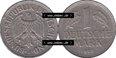 BRD Deutschland 1 / Eine DM - 1 Eine Deutsche Mark, 1963 Münzzeichen Hamburg Mzz J Sammlung