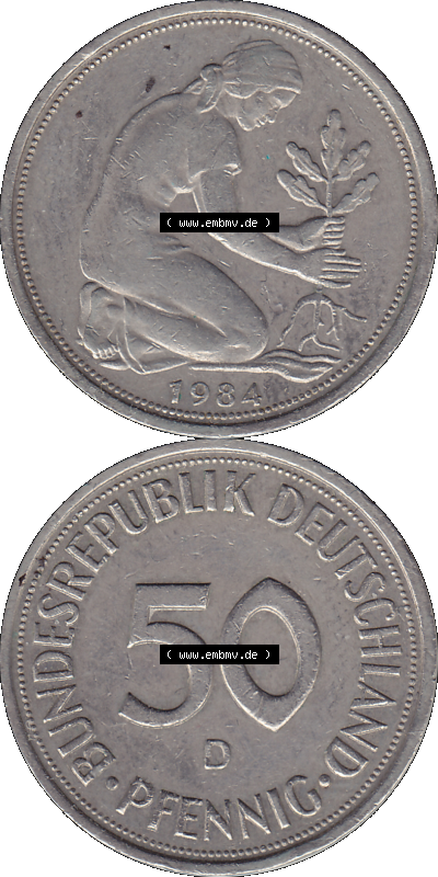 PNG 1950-2001, 50 Pfennig BRD Deutschland 1984 D Sammlung