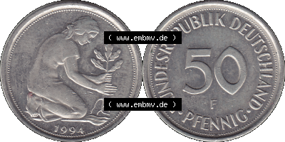 PNG 1950-2001, 50 Pfennig BRD Deutschland 1994 Stuttgart F Sammlung