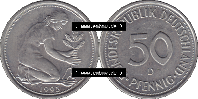 PNG 1950-2001, 50 Pfennig BRD Deutschland 1995 München D Sammlung