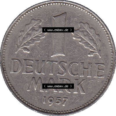 BRD Deutschland 1 / Eine DM - 1 Eine Deutsche Mark, 1957 Münzzeichen Hamburg Mzz J Sammlung