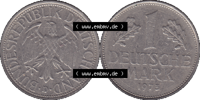 BRD Münzen 1 DM, Umlaufmünze 1950-2001, 1 / Eine DM - Eine Deutsche Mark, 1973 D-1. Münzen-Rückseite und Münzen-Vorderseite... Sammlung