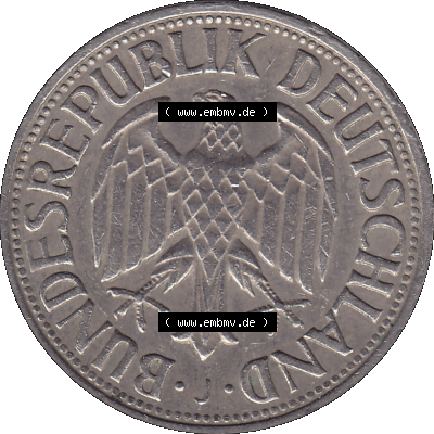 BRD Deutschland 1 / Eine DM - 1 Eine Deutsche Mark, 1967 Münzzeichen Hamburg Mzz J Sammlung