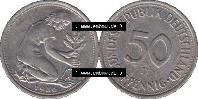 PNG 1950-2001, 50 Pfennig BRD Deutschland 1986 D Sammlung