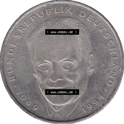 2 DM, Deutsche Mark Deutschland Willy Brandt - Herbert Frahm 1995 Münzzeichen Berlin Mzz. A Sammlung