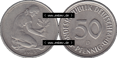 PNG 1950-2001, 50 Pfennig BRD Deutschland 1985 D Sammlung