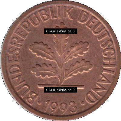 1 Pfennig Umlaufmünze in PNG 1950-2001, 1 Pfennig 1993, 1990er Jahre Stuttgart F Sammlung