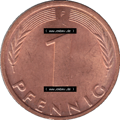 1 Pfennig Umlaufmünze in PNG 1950-2001, 1 Pfennig 1975, 1970er Jahre Stuttgart F Sammlung