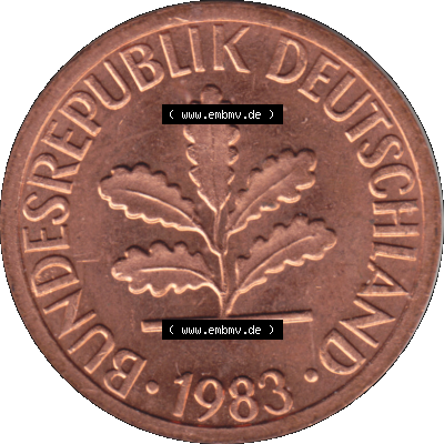 1 Pfennig Umlaufmünze in PNG 1950-2001, 1 Pfennig 1983, 1980er Jahre Stuttgart F Sammlung