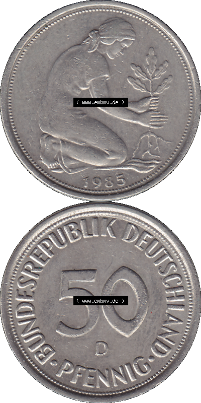 PNG 1950-2001, 50 Pfennig BRD Deutschland 1985 D Sammlung