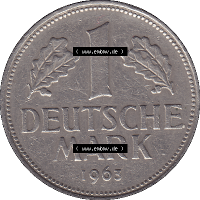 BRD Deutschland 1 / Eine DM - 1 Eine Deutsche Mark, 1963 Münzzeichen Hamburg Mzz J Sammlung