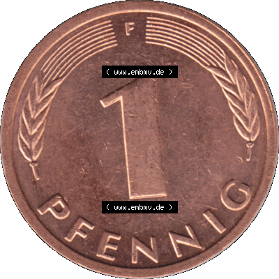 1 Pfennig Umlaufmünze in PNG 1950-2001, 1 Pfennig 1990, 1990er Jahre Stuttgart F Sammlung