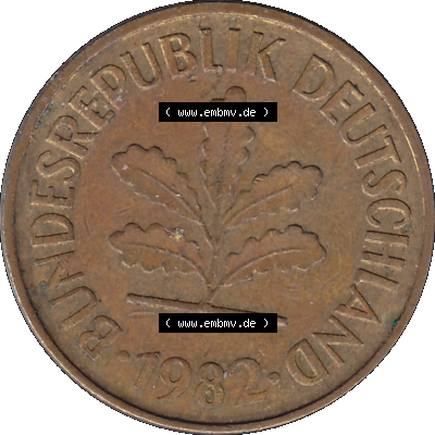 Umlaufmünze Bundesrepublik Deutschland der BRD 1950-2001, 5 Pfennig, 1982 Münzstätte Stuttgart Mzz. F Sammlung