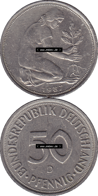 PNG 1950-2001, 50 Pfennig BRD Deutschland 1987 D Sammlung