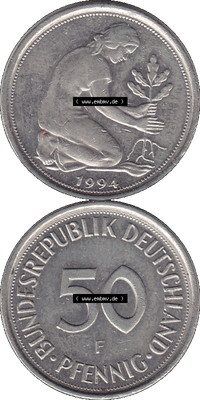 PNG 1950-2001, 50 Pfennig BRD Deutschland 1994 Stuttgart F Sammlung