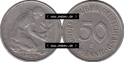 PNG 1950-2001, 50 Pfennig BRD Deutschland 1989 München D Sammlung