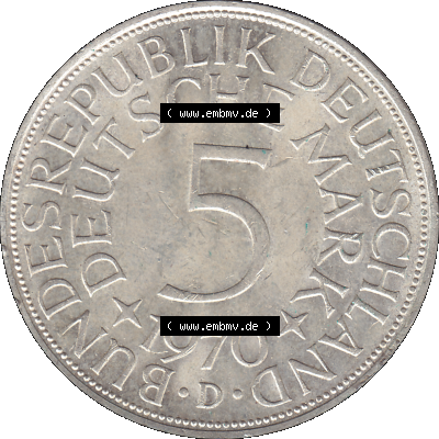 BRD Münzen 5 Deutsche Mark, 5 DM Silbermünze in 625/1000 Silber 1951-1974, 5 DM, 5 Deutsche Mark Silberadler, Heiermann 1970... Sammlung