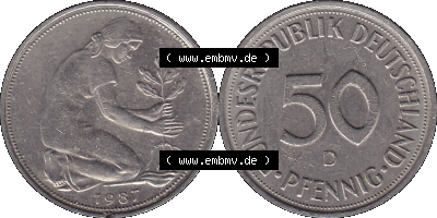 PNG 1950-2001, 50 Pfennig BRD Deutschland 1987 D Sammlung