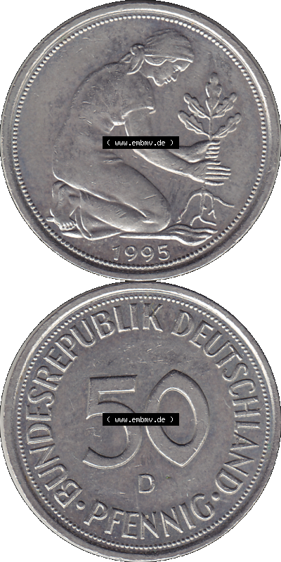 PNG 1950-2001, 50 Pfennig BRD Deutschland 1995 München D Sammlung