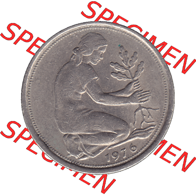 BRD Münzen 50 Pf. Umlaufmünze in PNG 1950-2001, 50 Pfennig 1976, 1970er Jahre F-01. PNG Computer-Grafik einer digitalisierten 50 Pfennig Münze aus den 1970-er Jahren.... Sammlung
