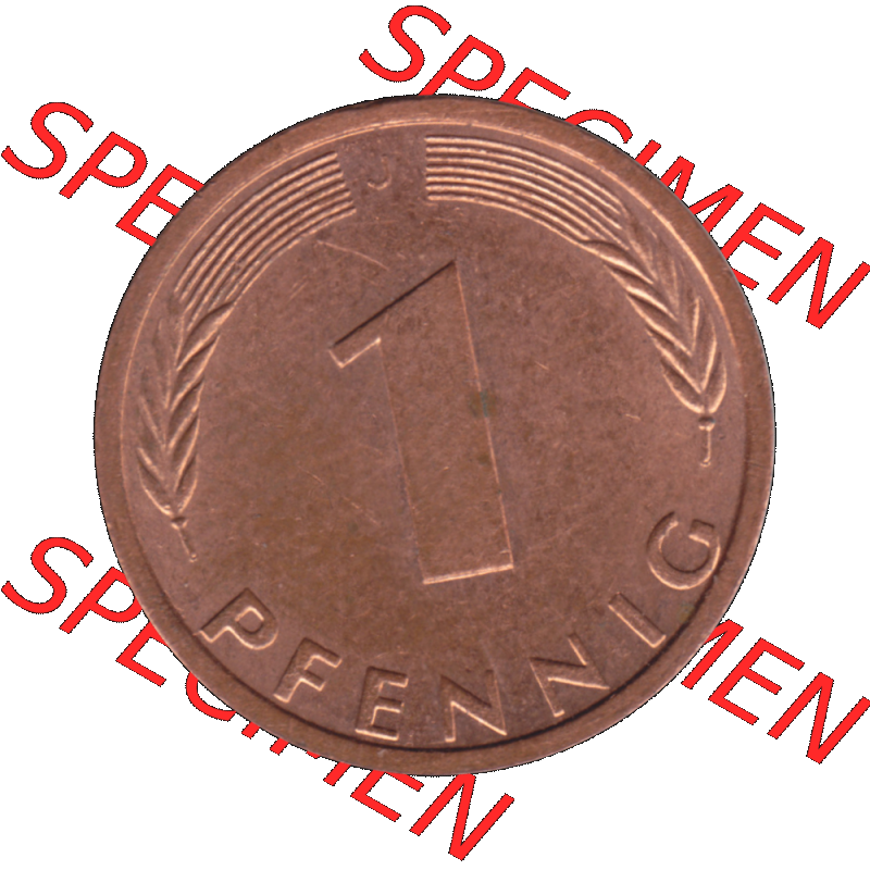 BRD Münzen 1 Pfennig Umlaufmünze in Farbigen PNG 1950-2001, 1 Pfennig 1972, 1970er Jahre J-01. Rückseite mit Wert-Zahl der digitalisierten 1 / Ein Pfennig-Münze... Sammlung