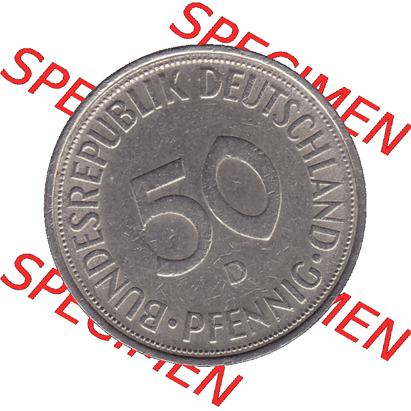 BRD Münzen 50 Pf. Umlaufmünze in PNG 1950-2001, 50 Pfennig 1972, 1970er Jahre Münzstätte München Mzz. D -01. PNG Computer-Grafik einer digitalisierten... Sammlung