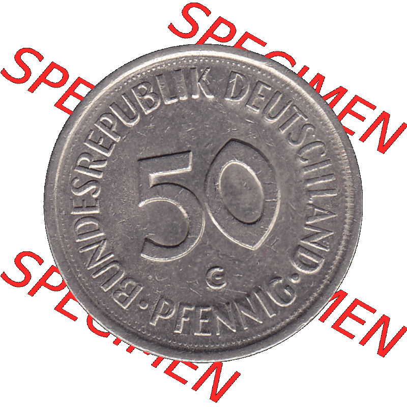 BRD Münzen 50 Pf. Umlaufmünze in PNG 1950-2001, 50 Pfennig 1978, 1970er Jahre Münzzeichen für Karlsruhe G-01. PNG Computer-Grafik einer digitalisierten 50... Sammlung
