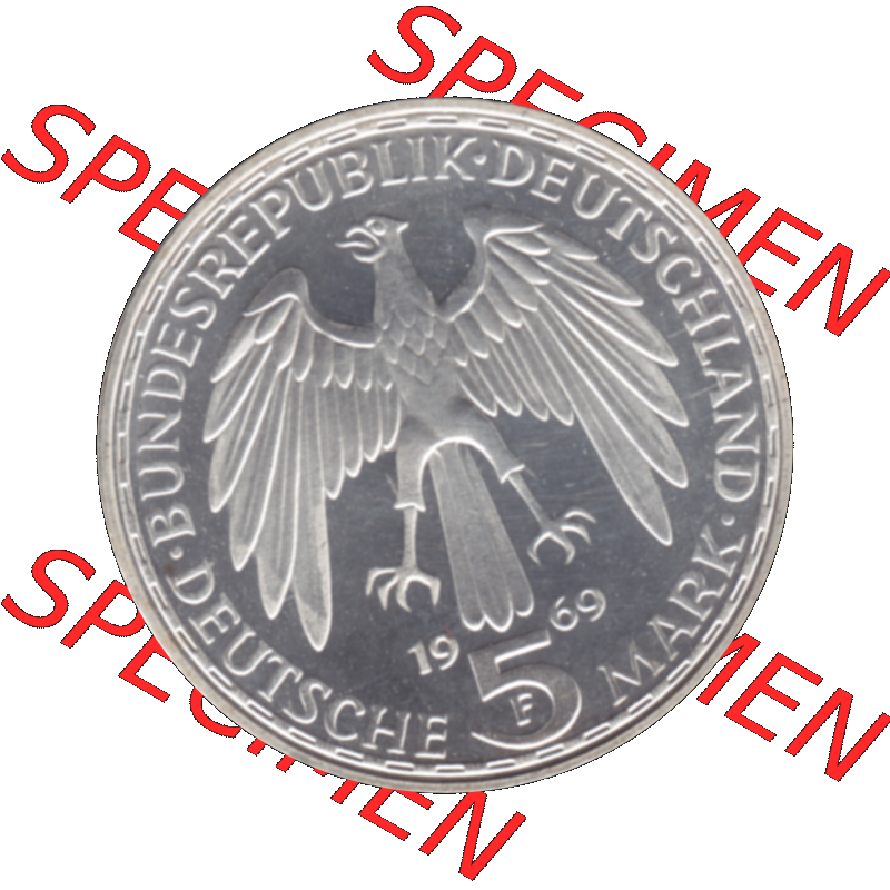 BRD Münzen 5 / Fünf Deutsche Mark, 5 DM Gedenkmünzen Silber 1969-1969, 5 DM-Deutsche Mark 1969 F-01, Gerhard Mercator, Gerhard de Kremer 1512-1594 in PP.... Sammlung