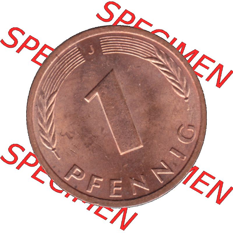 BRD Münzen 1 Pfennig Umlaufmünze in Farbigen PNG 1950-2001, 1 Pfennig 1984, 1980er Jahre J-01. Rückseite mit Wert-Zahl der digitalisierten 1 / Ein Pfennig-Münze... Sammlung