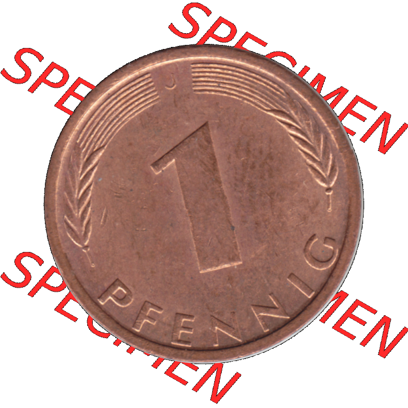 BRD Münzen 1 Pfennig Umlaufmünze in Farbigen PNG 1950-2001, 1 Pfennig 1971, 1970er Jahre J-01. Rückseite mit Wert-Zahl der digitalisierten 1 / Ein Pfennig-Münze... Sammlung