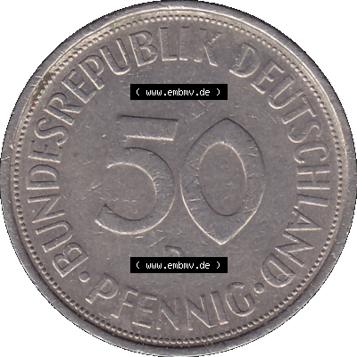 BRD Münzen 50 Pf. Umlaufmünze in PNG 1950-2001, 50 Pfennig 1973, 1970er Jahre Münzstätte München Mzz. D -01. PNG Computer-Grafik... Sammlung