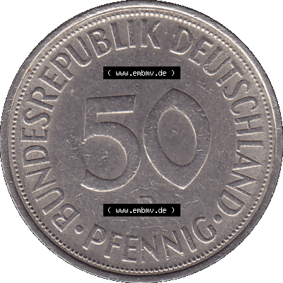 BRD Münzen 50 Pf. Umlaufmünze in PNG 1950-2001, 50 Pfennig 1972, 1970er Jahre Münzstätte München Mzz. D -01. PNG Computer-Grafik... Sammlung