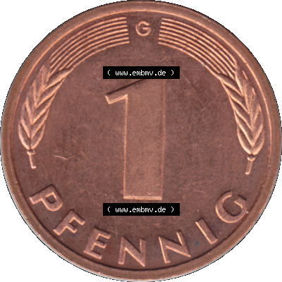 1 Pfennig Umlaufmünze in Farbigen PNG 1950-2001, 1 Pfennig 1994, 1990er Jahre Karlsruhe G Sammlung