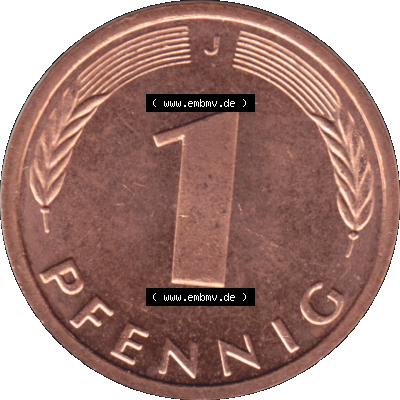 1 Pfennig Umlaufmünze in Farbigen PNG 1950-2001, 1 Pfennig 1992, 1990er Jahre J Sammlung