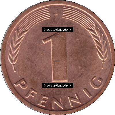 1 Pfennig Umlaufmünze in Farbigen PNG 1950-2001, 1 Pfennig 1989, 1980er Jahre J Sammlung