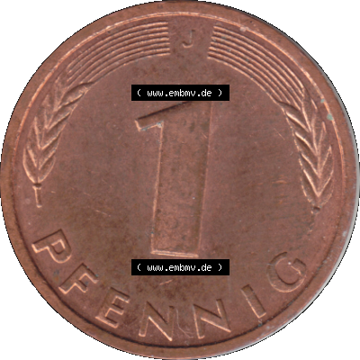1 Pfennig Umlaufmünze in Farbigen PNG 1950-2001, 1 Pfennig 1988, 1980er Jahre J Sammlung