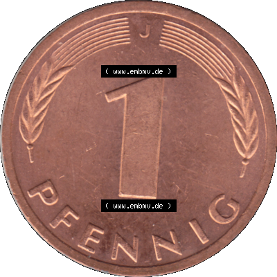 1 Pfennig Umlaufmünze in Farbigen PNG 1950-2001, 1 Pfennig 1991, 1990er Jahre J Sammlung