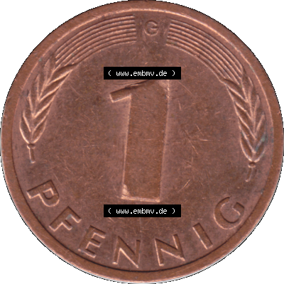1 Pfennig Umlaufmünze in Farbigen PNG 1950-2001, 1 Pfennig 1992, 1990er Jahre Karlsruhe G Sammlung