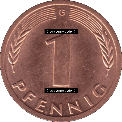1 Pfennig Umlaufmünze in Farbigen PNG 1950-2001, 1 Pfennig 1991, 1990er Jahre Karlsruhe G Sammlung