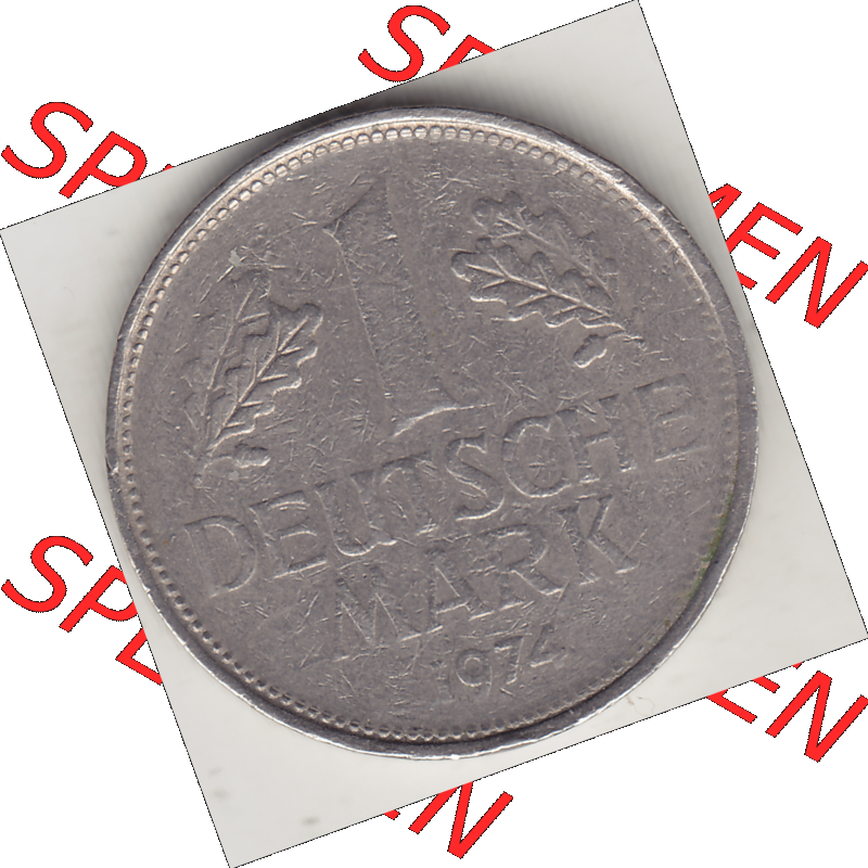 BRD Münze Deutschland Original Bild in PNG 1950-2001, 1 Eine Deutsche Mark, 1974 F-1 Rückseite (1) - Digitalisierte Deutsche 1 DM-Mark-Münze Bundesrepublik Deutschland... Sammlung