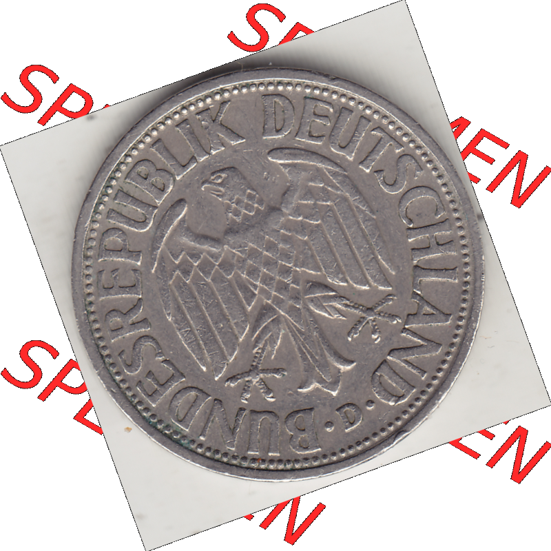 BRD Münze Deutschland Original Bild in PNG 1950-2001, 1 Eine Deutsche Mark, 1950 D-1 Vorderseite (1) - Digitalisierte Deutsche 1 DM-Mark-Münze Bundesrepublik Deutschland... Sammlung