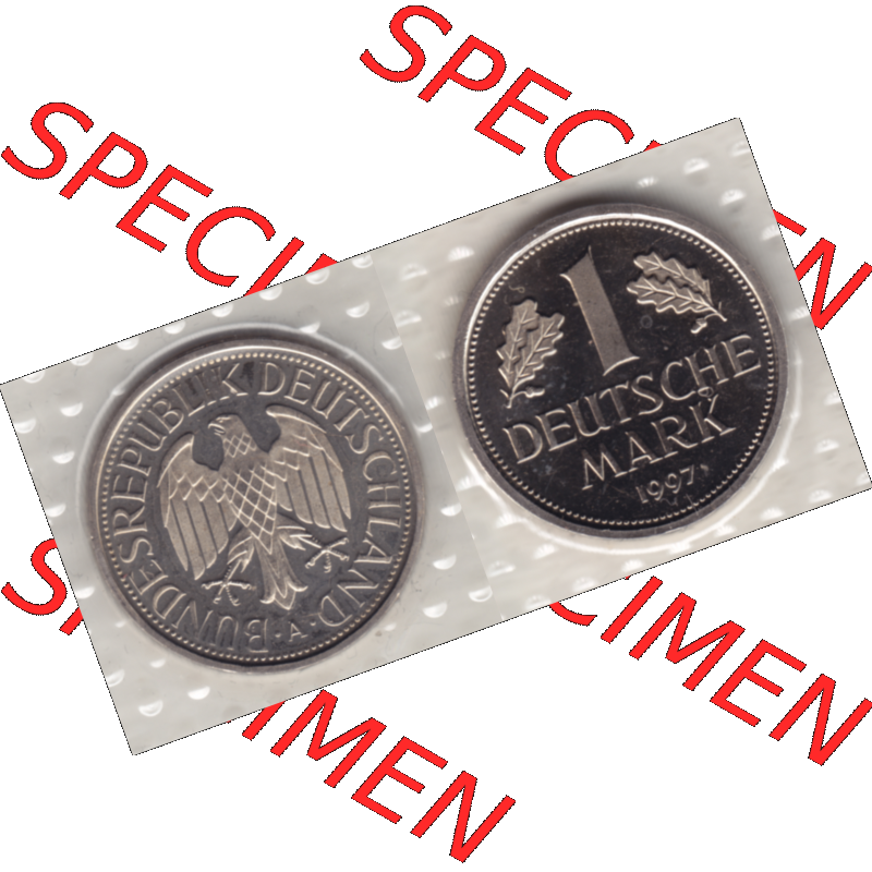 BRD-Deutschland 1997 A Berlin, 1 Deutsche Mark, VS+RS horizontal Farbe. Mark-Münze aus dem Jahrgang 1997 Deutschland der BRD-Bundesrepublik mit Münzzeichen A für... Sammlung