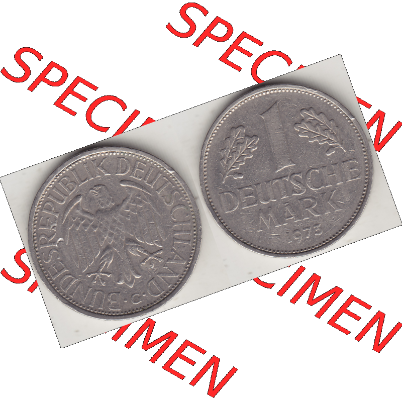BRD Münze Deutschland Original Bild in PNG 1950-2001, 1 Eine Deutsche Mark, 1973 G-1 VS+RS horizontal Farbe (1) - Digitalisierte Deutsche 1 DM-Mark-Münze Bundesrepublik... Sammlung