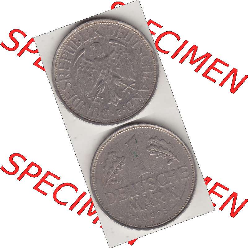 BRD Münze Deutschland Original Bild in PNG 1950-2001, 1 Eine Deutsche Mark, 1973 F-3 VS+RS vertikal Farbe (1) - Digitalisierte Deutsche 1 DM-Mark-Münze Bundesrepublik... Sammlung