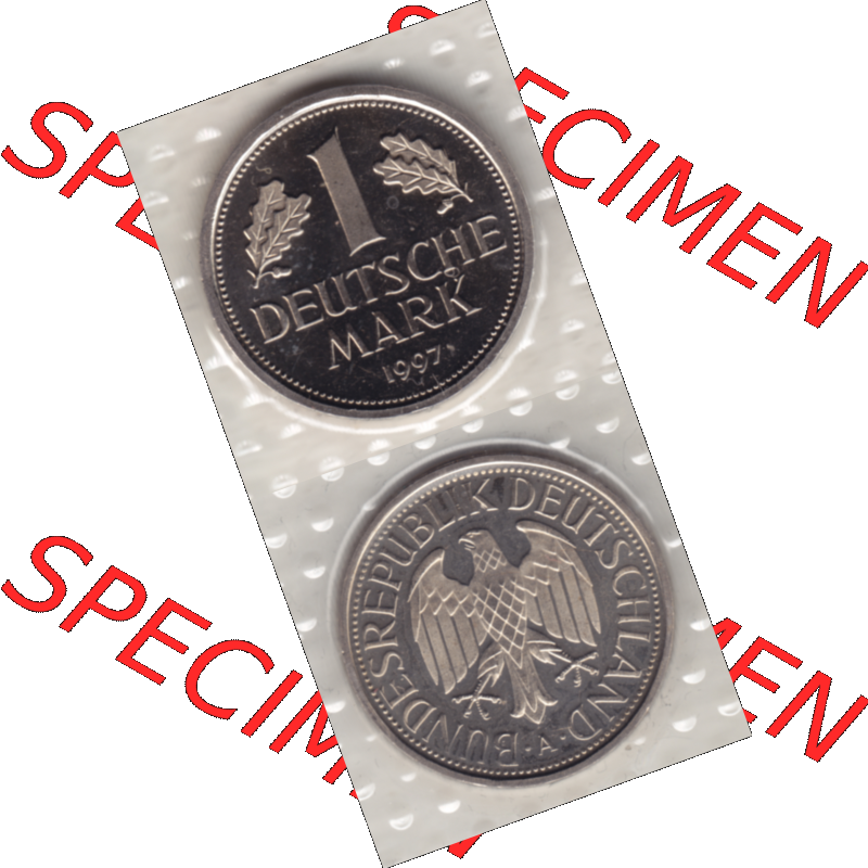 BRD-Deutschland 1997 A Berlin, 1 Deutsche Mark, RS+VS vertikal Farbe. Mark-Münze aus dem Jahrgang 1997 Deutschland der BRD-Bundesrepublik mit Münzzeichen A für Münzstätte... Sammlung
