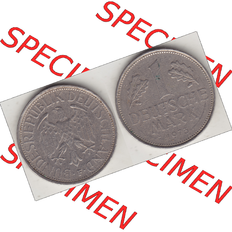BRD Münze Deutschland Original Bild in PNG 1950-2001, 1 Eine Deutsche Mark, 1973 F-3 VS+RS horizontal Farbe (1) - Digitalisierte Deutsche 1 DM-Mark-Münze Bundesrepublik... Sammlung