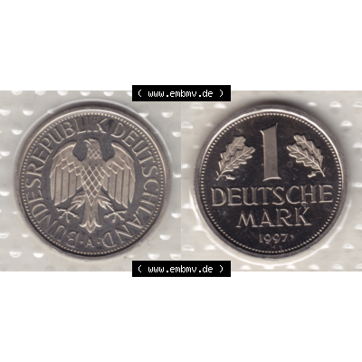 BRD-Deutschland 1997 A Berlin, 1 Deutsche Mark, VS+RS horizontal Farbe. Mark-Münze aus dem Jahrgang 1997 Deutschland der BRD-Bundesrepublik mit Münzzeichen A für... Sammlung